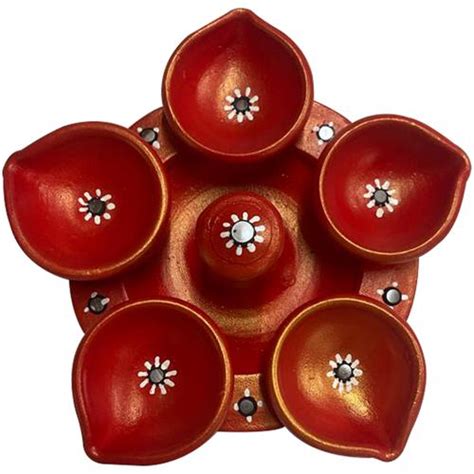 Buy Mbc 5 Star Shape Clay Natural Handmade Diwali Diya Natural Earthen