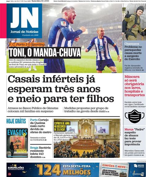 Capa Jornal De Notícias 22 Abril 2022 Capasjornaispt