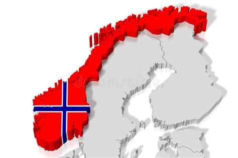 3d Karte Flagge Norwegen Stock Abbildung Illustration Von Drei