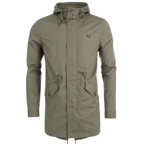 Fred Perry Cotton Fishtail Parka In Olive In Green For Men Lyst