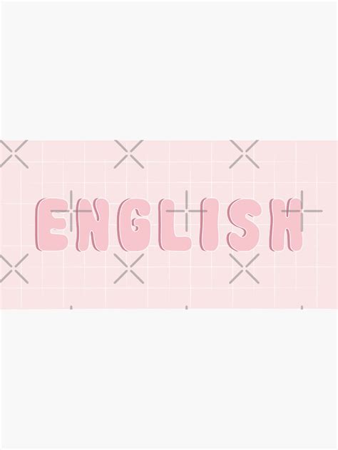 Pink English School Subject Sticker Aesthetic School Supplies