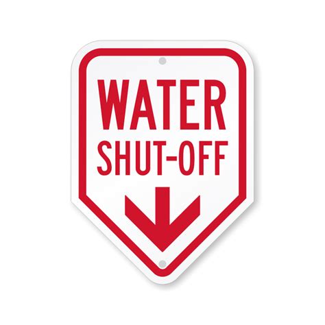 Water Shut Off With Down Arrow Sign Sku K2 4944