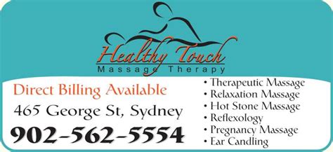 Healthy Touch Massage Therapy Opening Hours 465 George St Sydney Ns