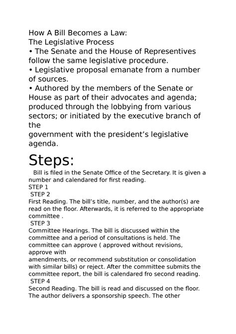 How A Bill Becomes A Law How A Bill Becomes A Law The Legislative Process The Senate And The