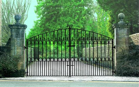 Outdoor black ornamental garden gate, entry gates driveway cottage gate wrought iron driveway security gate with gate patio backyard door, 4'x8 x4' 5(l x w x h). Royale Gothic Wrought Iron Style Estate Gates | 7ft High ...