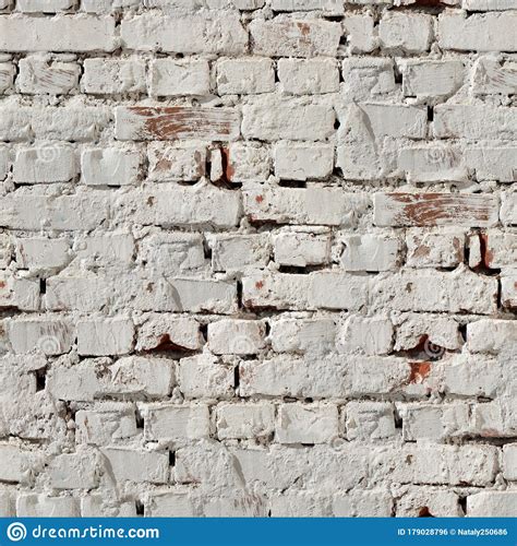 Painted White Bricks Wall Seamless Square Texture Stock Photo Image