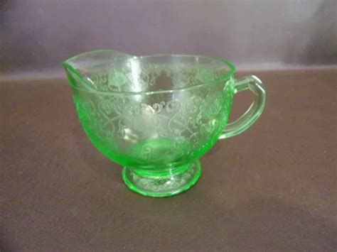 Vintage Hazel Atlas Green Depression Glass Creamer Florentine