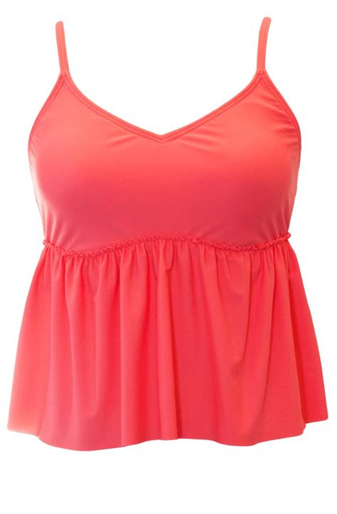 V Peplum Tankini Top Sunrise Coral Final Sale Peplum Tankini