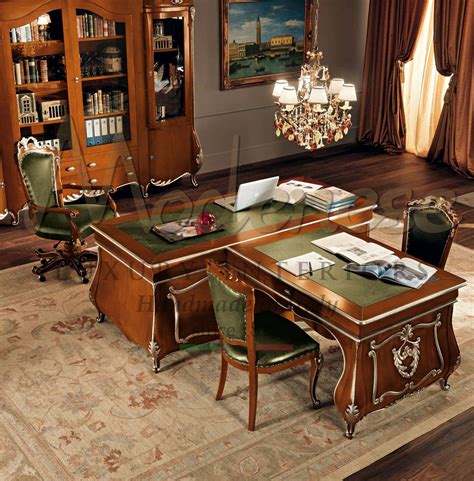 Classic Made In Italy Luxury Baroque Style Writing Desks Office