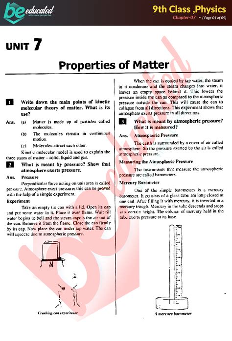 Chapter 7 Physics 9th Class Notes Matric Part 1 Notes