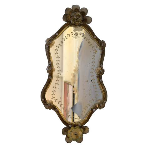 Mid Century Modern Murano Gold Glass Ornate And Etched Venetian Wall Mirror Italy At 1stdibs