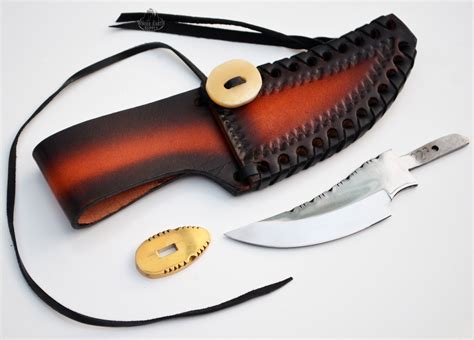 Sarge knives drop point kit. KnivesAndKnifeMaking.com - Hunting Knife Blank: Hunting Custom Knife Kit Upswept Blank Blade ...