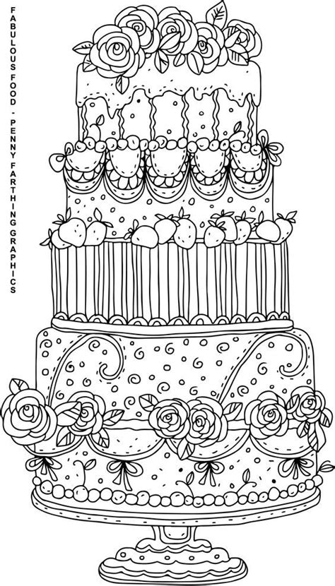 Check out these 30+ free adult coloring pages that you wont be able to resist! Gâteau - 5 | Wedding coloring pages, Coloring pages, Food ...