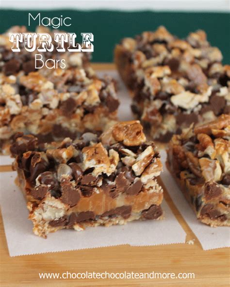 Pecan halves 24 unwrapped kraft caramels 1 tsp. Magic Turtle Bars | Recipe | Dessert recipes, Dessert bars, Desserts