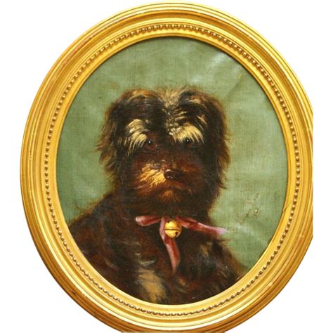 Charming Very Rare And Early 1868 French Dog Portrait Painting Signed