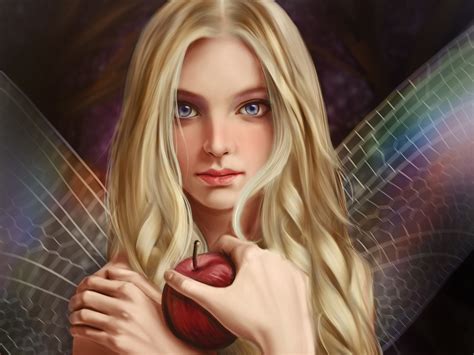 Download Blue Eyes Long Hair Blonde Fantasy Fairy Hd Wallpaper By Vincent Chu