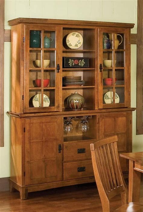Arts And Crafts Buffet And Hutch Cottage Oak Finish Home Styles