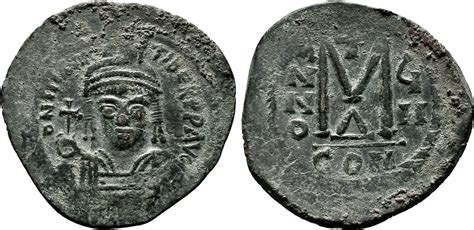 Byzantine Empire Ad 589 590 Maurice Tiberius Ae Follis Ef
