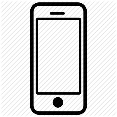 A Black And White Line Drawing Of A Cell Phone With A Button On The Screen