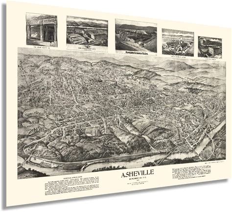 Historix Vintage 1912 Asheville Map 24x36 Inch Vintage