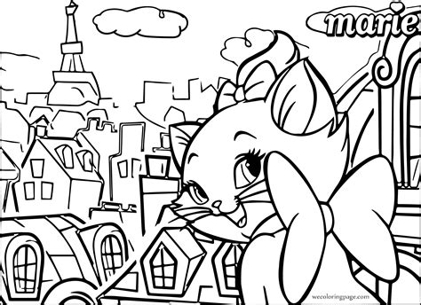 Disney The Aristocats Marie Paris City Coloring Page