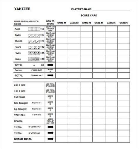 Free Printable Yahtzee Scorecard Yahtzee Score Sheets Full House