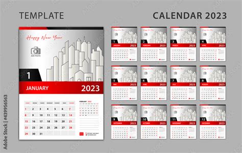 Calendar 2023 Template Set Desk Calendar Design With Place For Photo