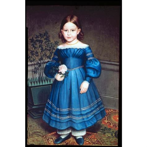 1840 Girl In Blue Dress Folk Art Painting American Folk Art Folk Art