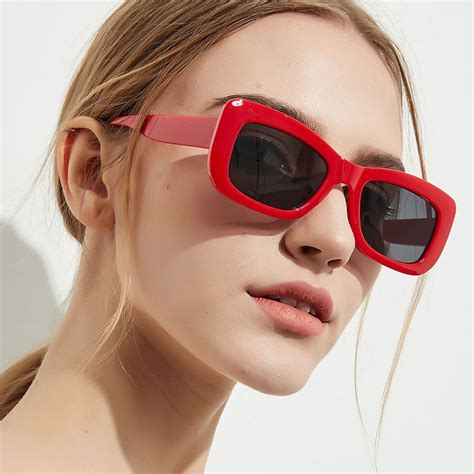 Yooske Vintage Square Sunglasses Women Brand Designer Red Frame Sun Glasses Retro Fashion Goggle