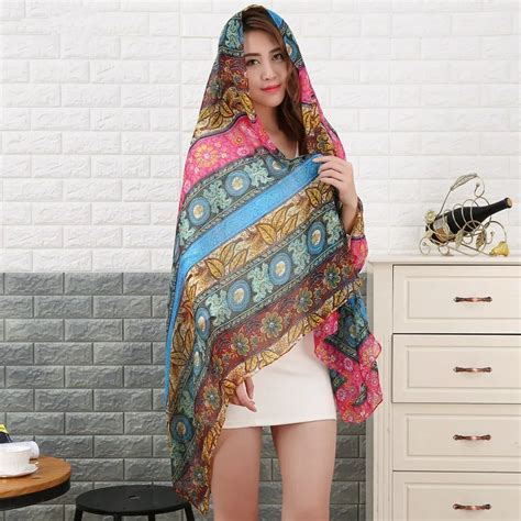 Hotwomen National Wind Scarves Korean Retro Shawl Beach Sunscreen