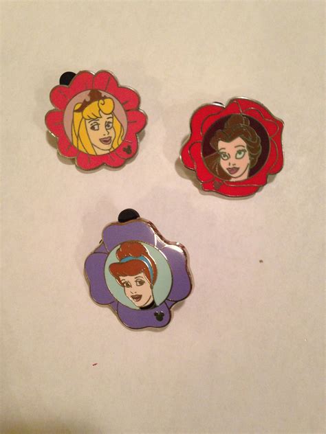 3 Princess Flower Pins From 5 Pin Set Disney Pins Sets Princess