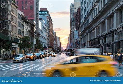 Taxi Speeding Through The Intersection Of 23rd Street And 5th Avenue