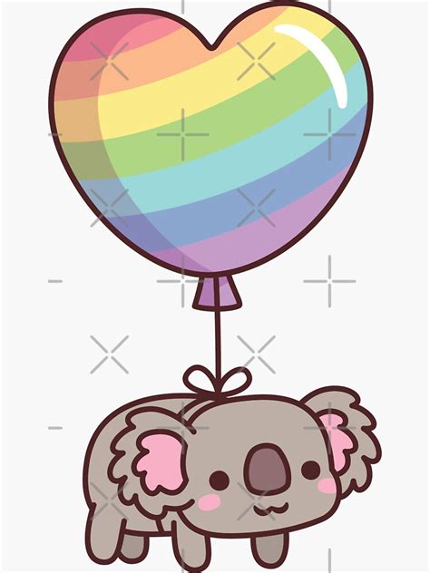 Cute Koala Bear And Rainbow Balloon Sticker By Rustydoodle Redbubble