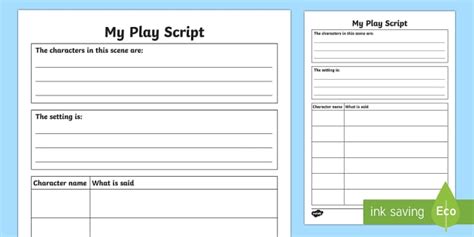 Free Play Script Writing Templates Learning Resource Twinkl