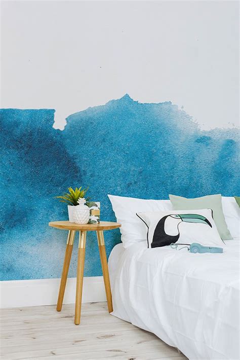 Blue Grunge Fading Paint Wallpaper Mural Watercolor Wallpaper