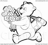 Outline Flowers Bear Illustration Coloring Clipart Running Happy Royalty Rf Lal Perera sketch template