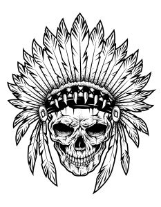 Native american and indian icons. Sugar skull - Coloring Pages for Adults