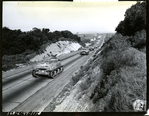 Co B 710th Tank Bn Tank Convoy Returning From Camp Cook Calif To