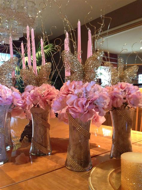 Pink And Gold Centerpieces For Weddings And Baby Showers