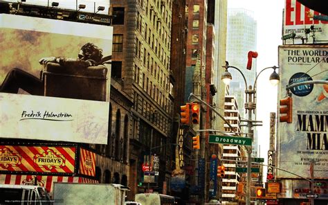 Download Wallpaper New York Broadway Street Advertising Free Desktop