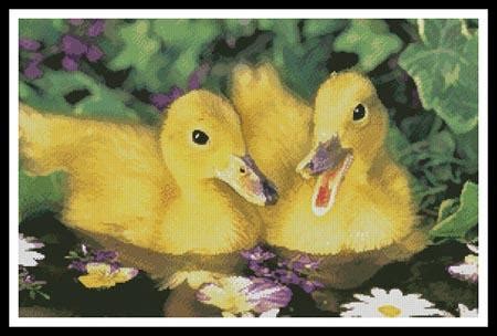 Small counted cross stitch rainbow quilt pattern | etsy. "Two Ducklings" | Cross Stitch Pattern