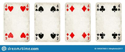Four Vintage Playing Cards Isolated On White Stock Image Image Of