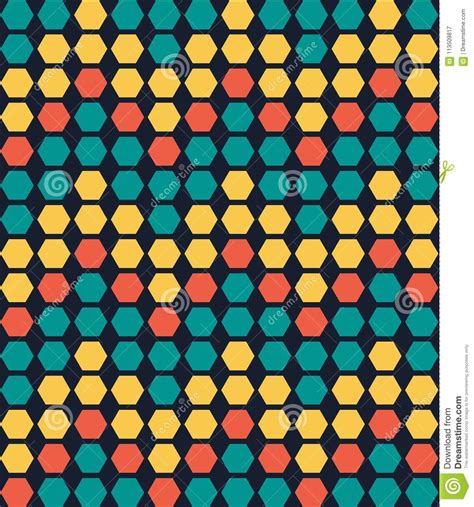 Retro Colorful Geometric Hexagon Seamless Pattern Stock Vector