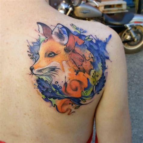 Watercolor Fox Tattoo Design Tatuaggistyle