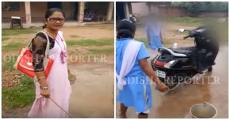 Odisha School Teacher Makes Students Wash Her Scooter Video Goes Viral