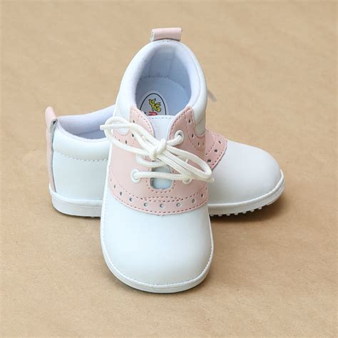 Angel Baby Girls Pink Leather Saddle Oxford Lace Up Shoe - Petit Foot