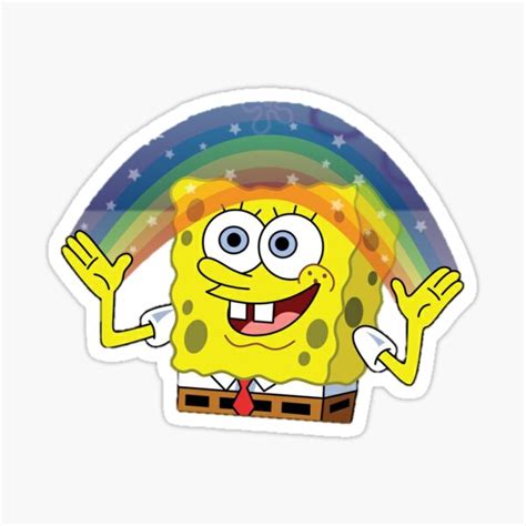 Spongebob Rainbow Meme Cute Stickers Redbubble