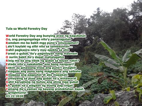 Tungkong Bato Tula Sa World Forestry Day