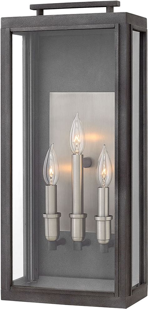 Many homeowners appreciate the soft light that wall sconces create. Hinkley 2915DZ Sutcliffe Modern Aged Zinc Outdoor Large ...