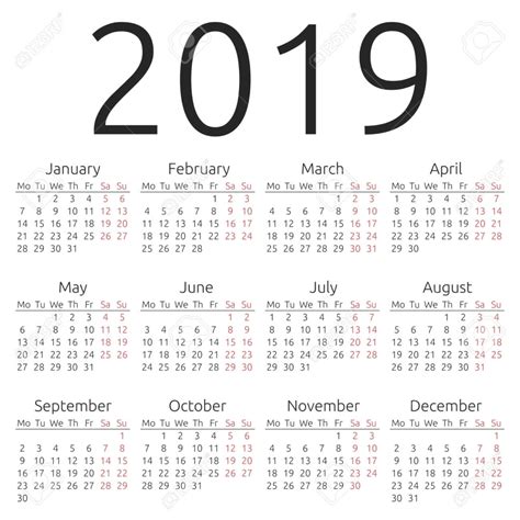 12 Month Printable Calendar 2019 Calendar Image 2020